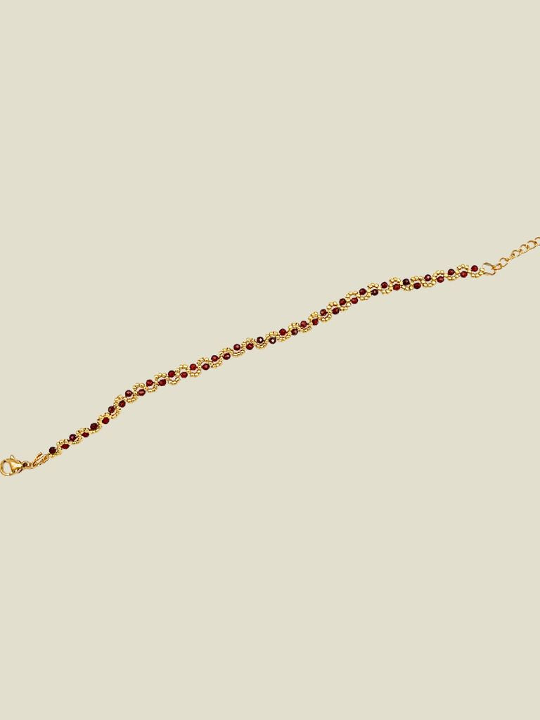 Bracelet Wave Red Garnet