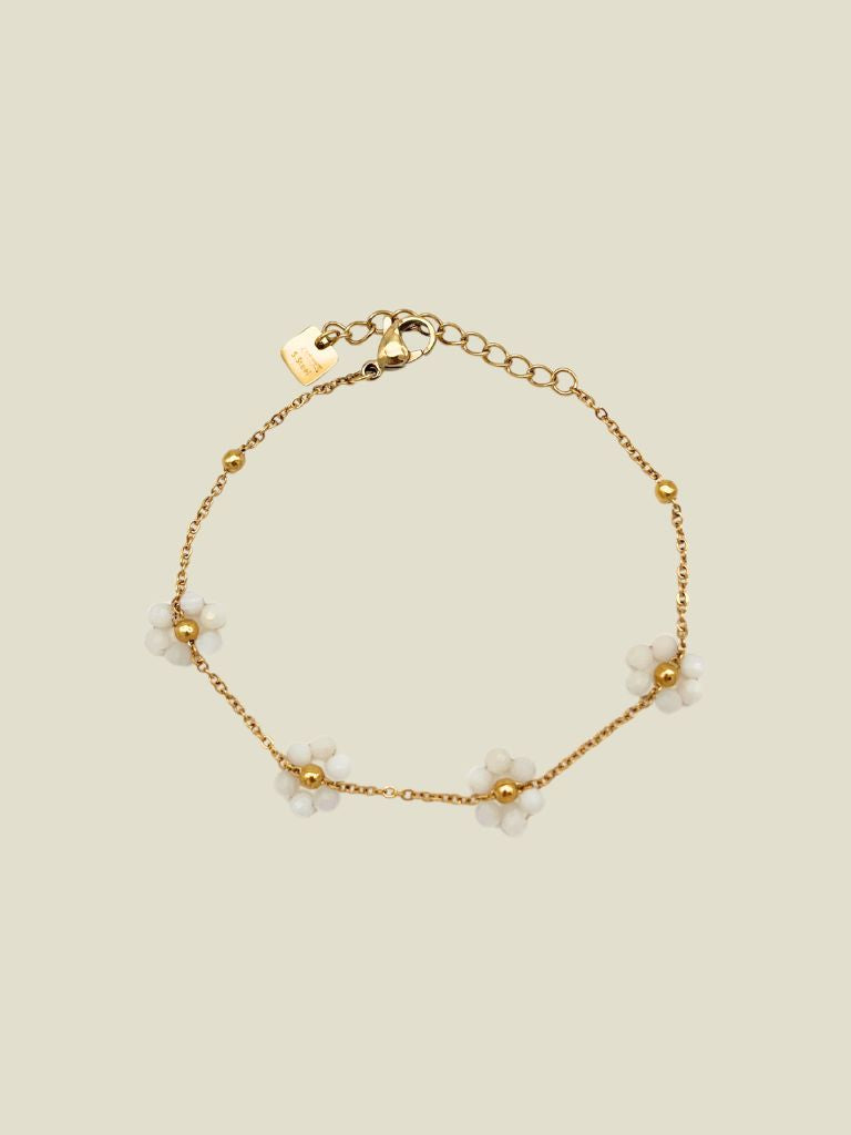 Bracelet White Daisies Gold
