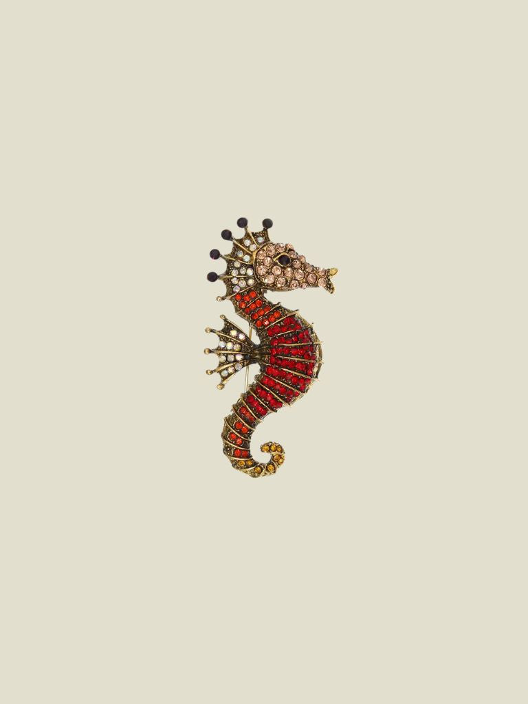 Broche Red Seahorse