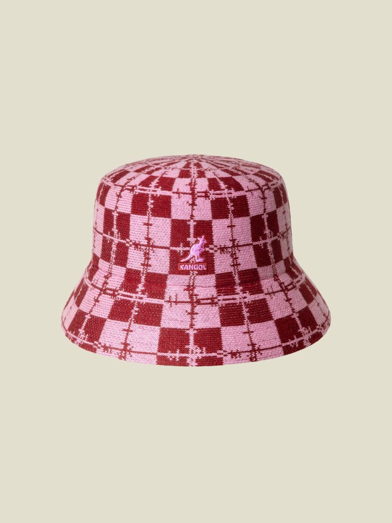 Bucket Hat Barbed Check Red Velvet Peony