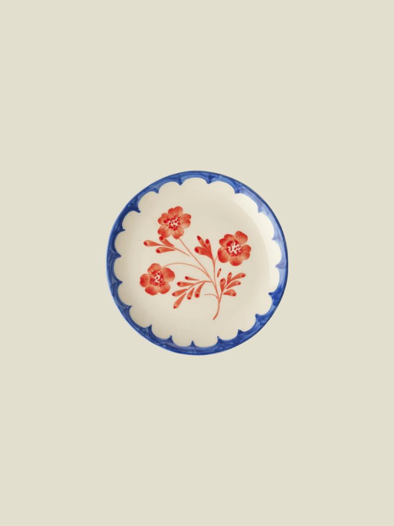 Cake Plate Ceramic Vintage Flower