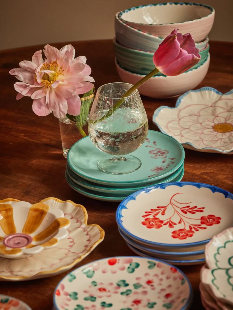 Cake Plate Ceramic Vintage Flower