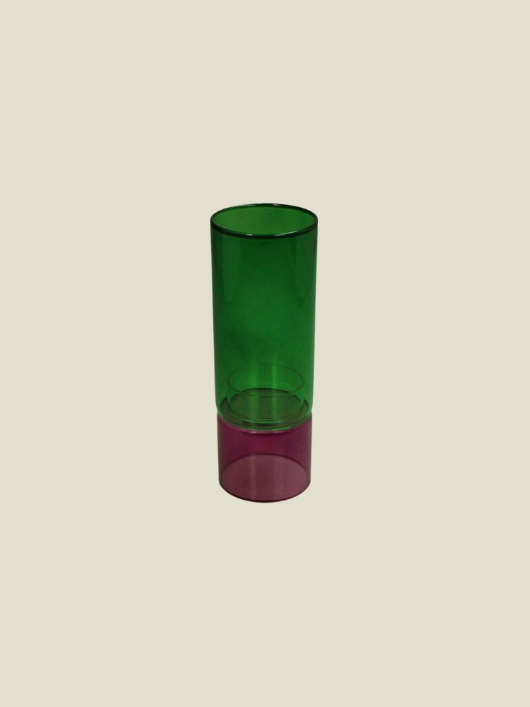Candle Holder Glass Green Purple