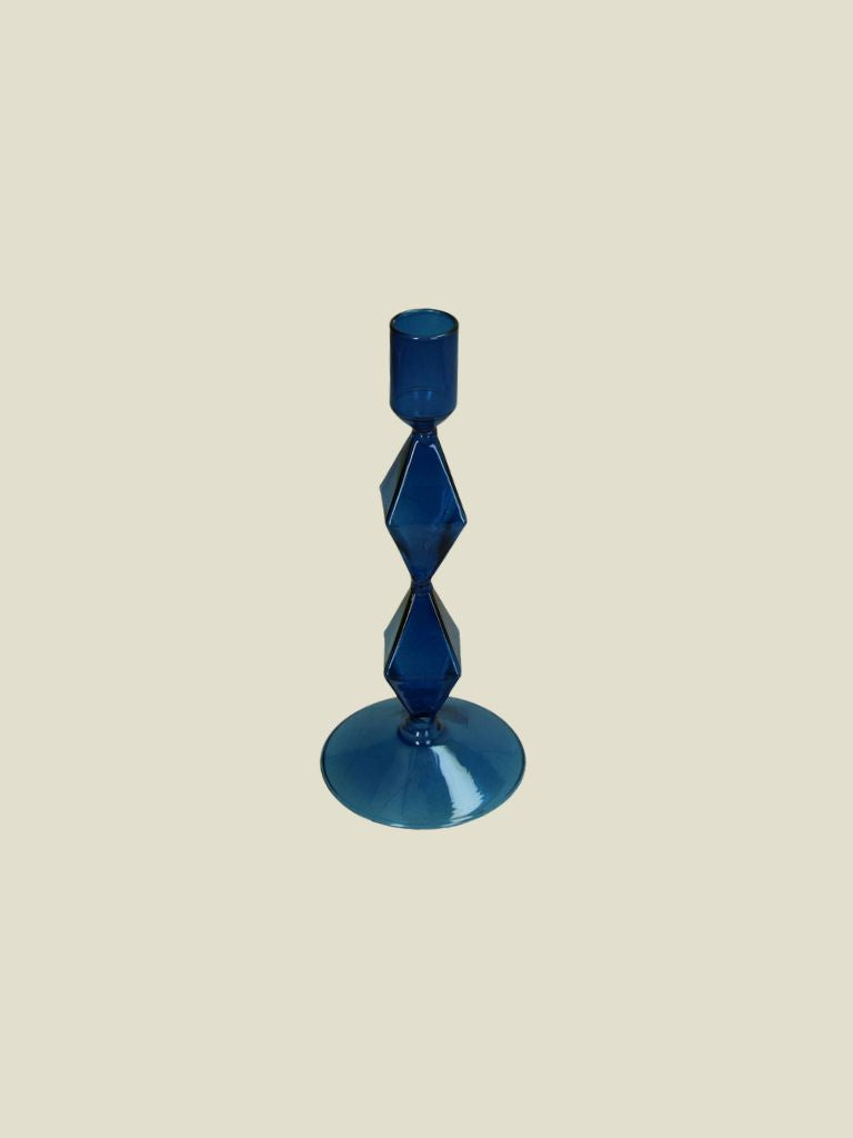 Candle Stick Glass Blue