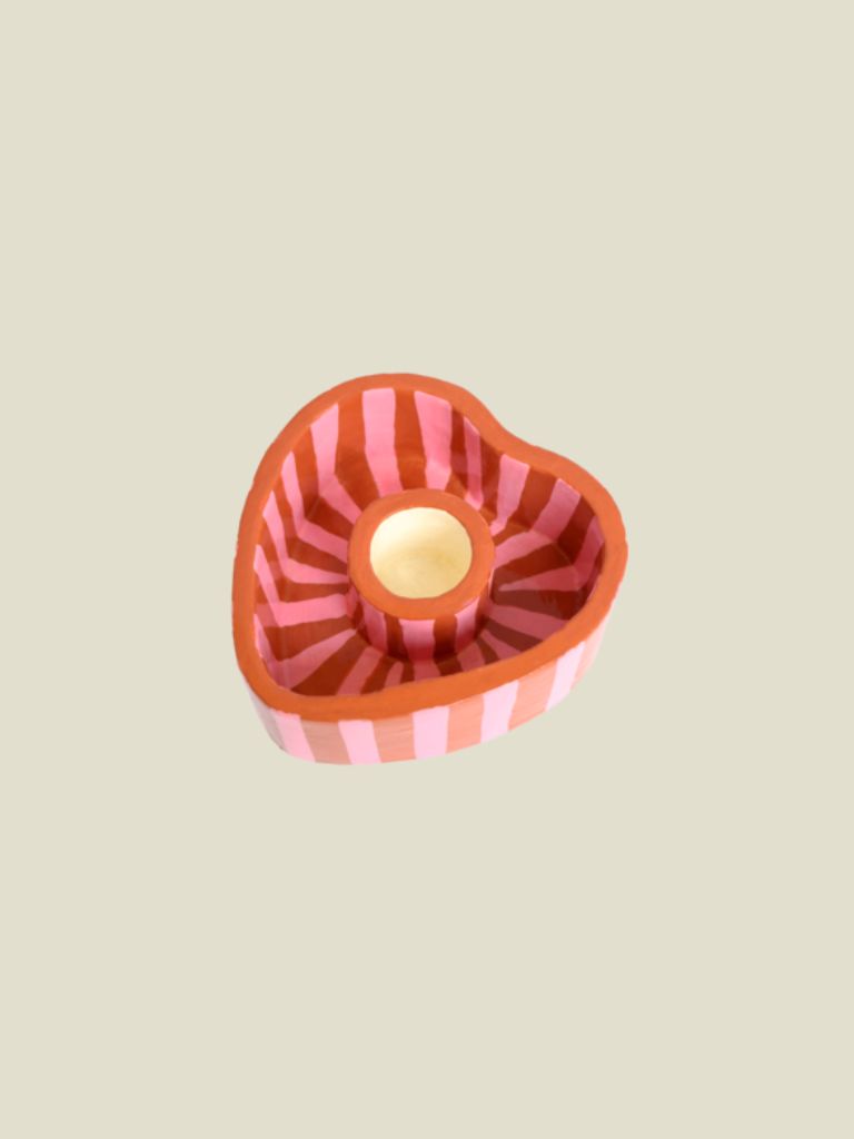 Candleholder Striped Heart
