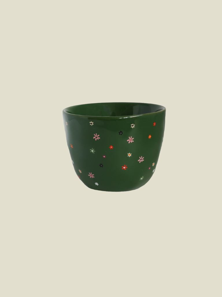 Cup Green Multi Flowers