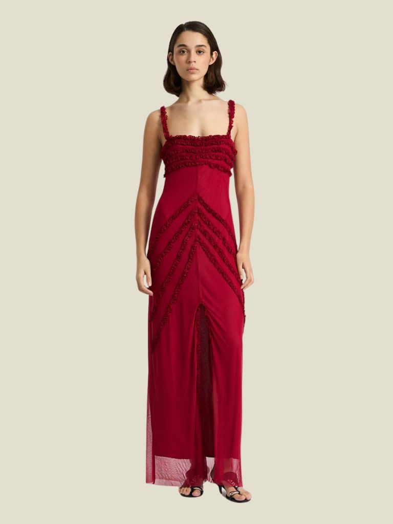 Dress Arabella Ruffled Burgundy
