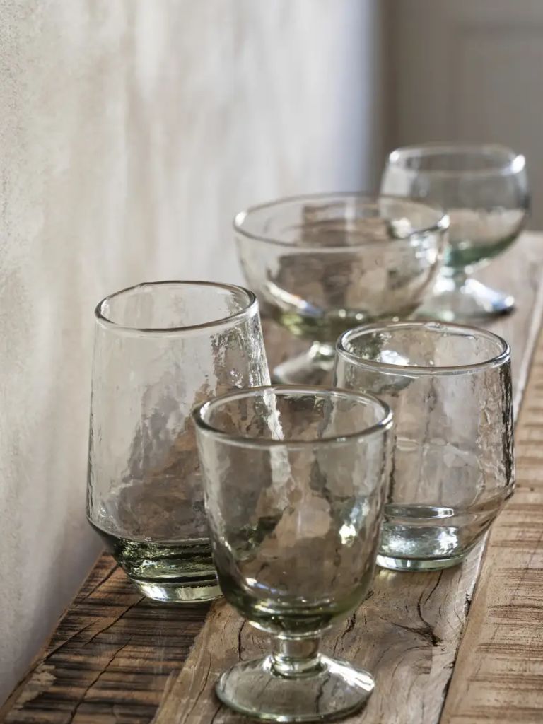 Drinking Glass Hammered Short