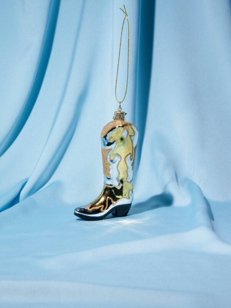 Ornament Silver Gold Cowboy Boot