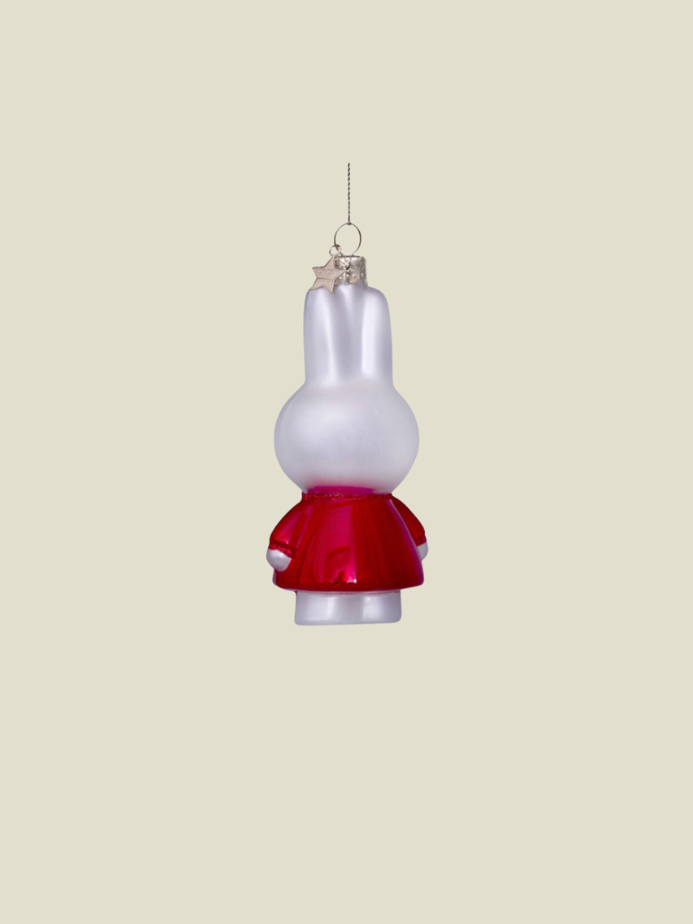 Glass Ornament Nijntje/ Miffy with Santa Dress