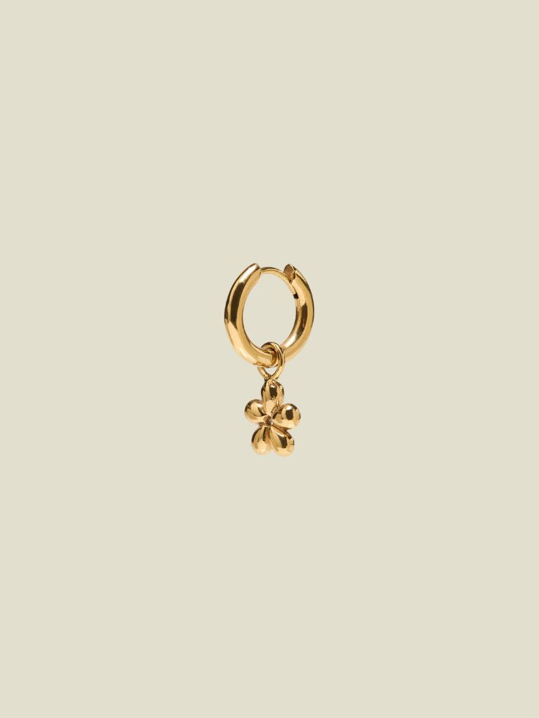 Earring Bold Flower Hoop Gold Plated