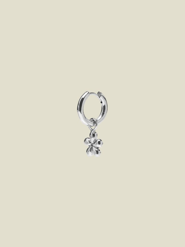 Earring Bold Flower Hoop Silver