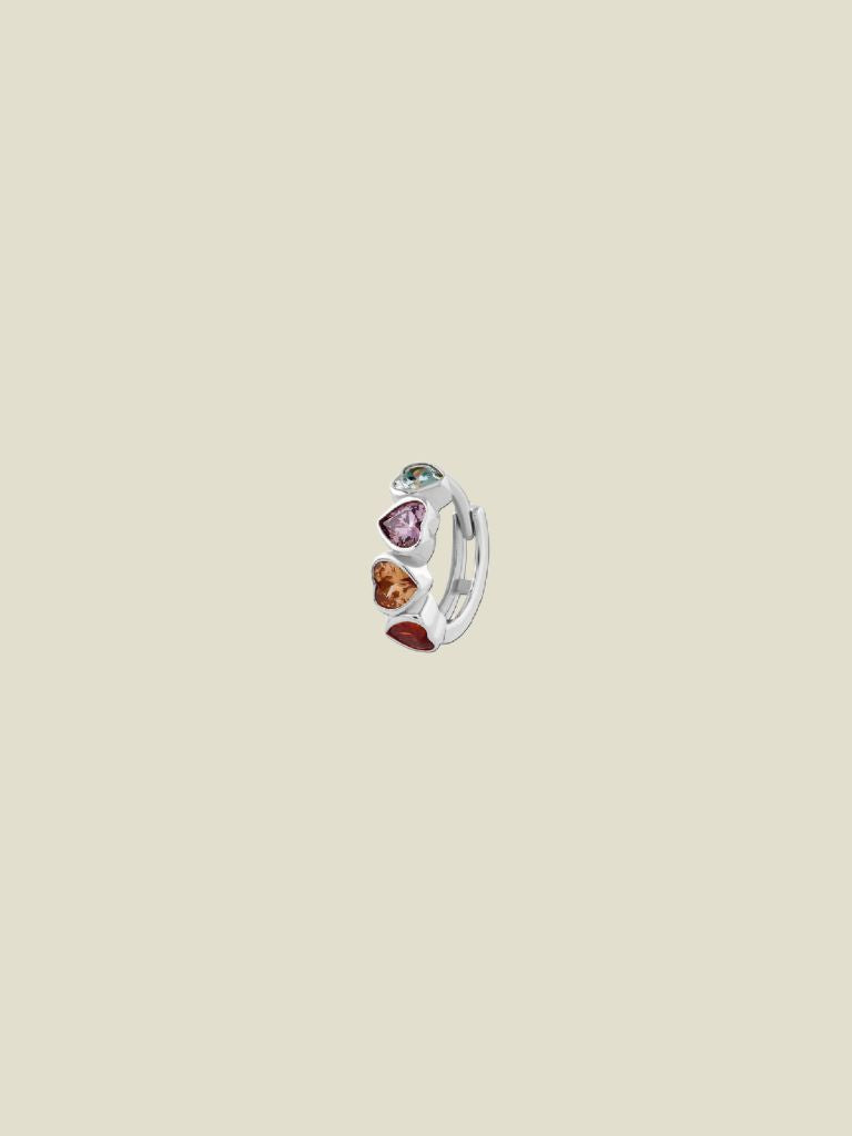 Earring Heart Stone Huggies Silver