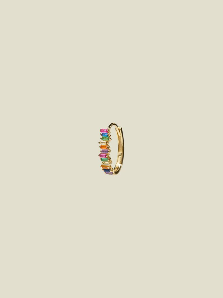 Earring Multi Color Baquette Gold