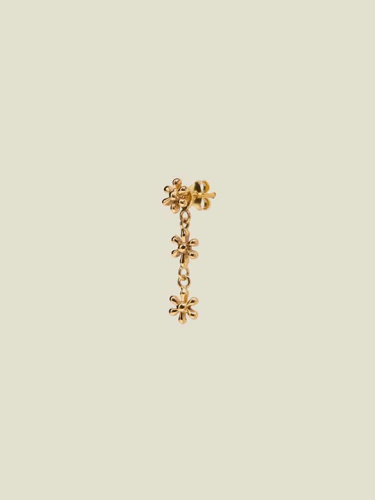 Earring Triple Flower Stud Gold