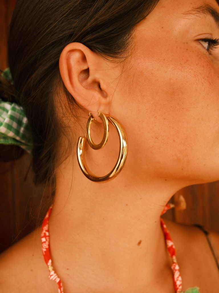 Funky Earrings (Set) Thick Hoops Gold