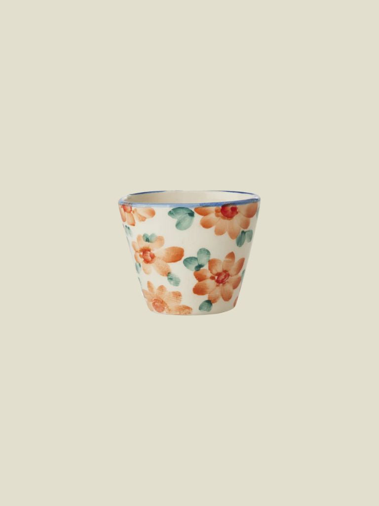 Espresso Cup Oval Orange Flowers