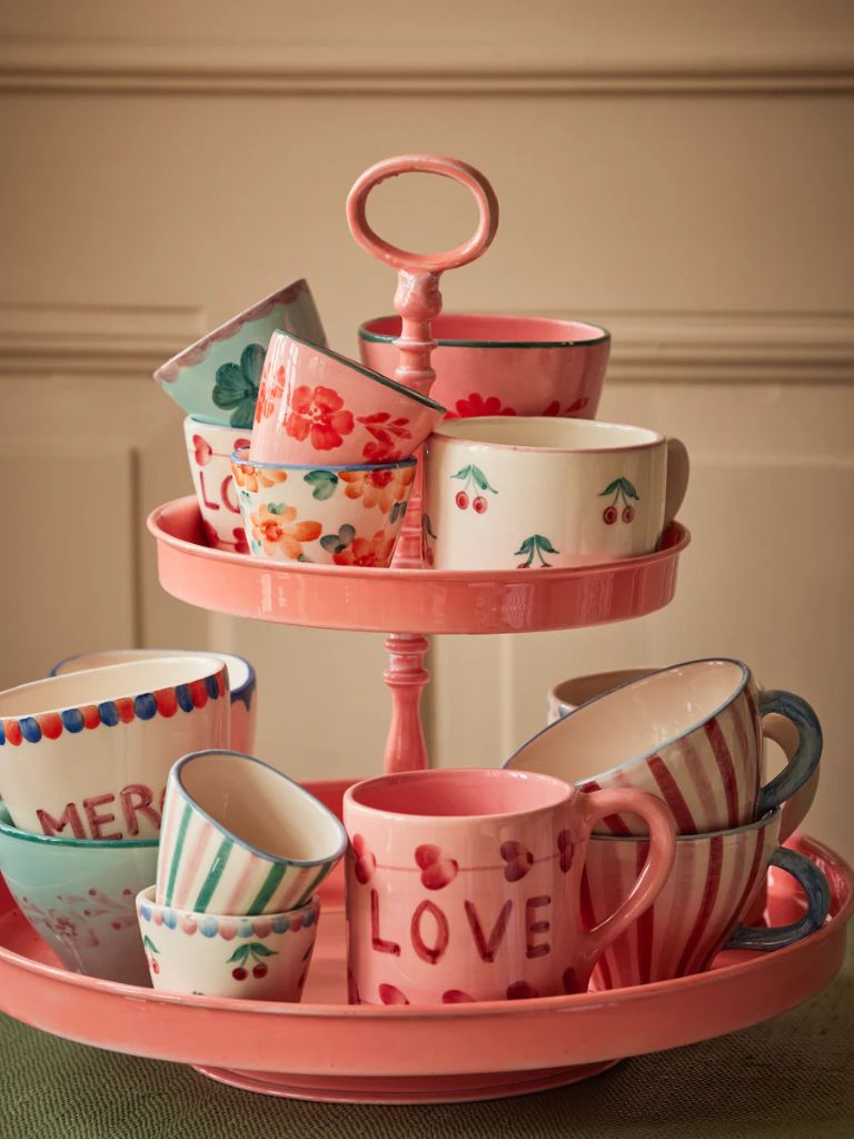 Espresso Cup Oval Orange Flowers
