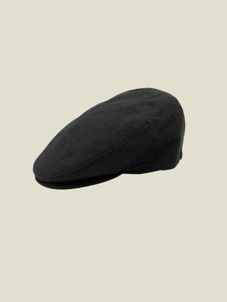 Flat Cap Linen Black