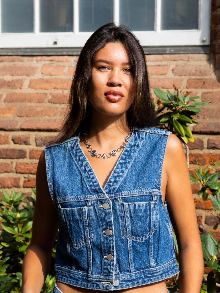 Necklace Stamped Circles Silver