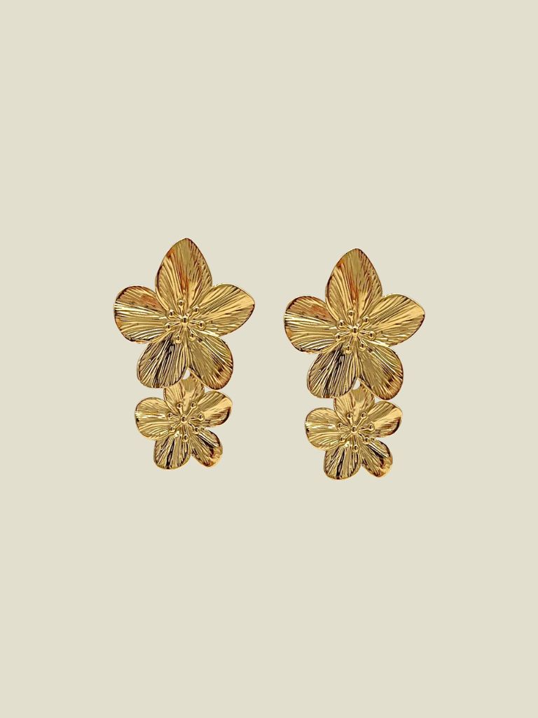Funky Earrings (Set) 2 Golden Flowers