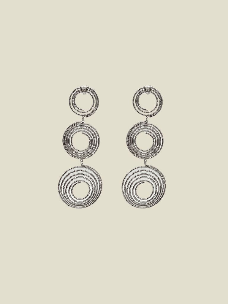 Funky Earrings (Set) 3 Spirals Silver