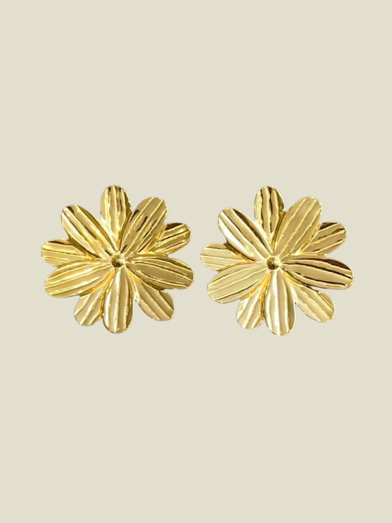 Funky Earrings (Set) Big Flower Studs Gold