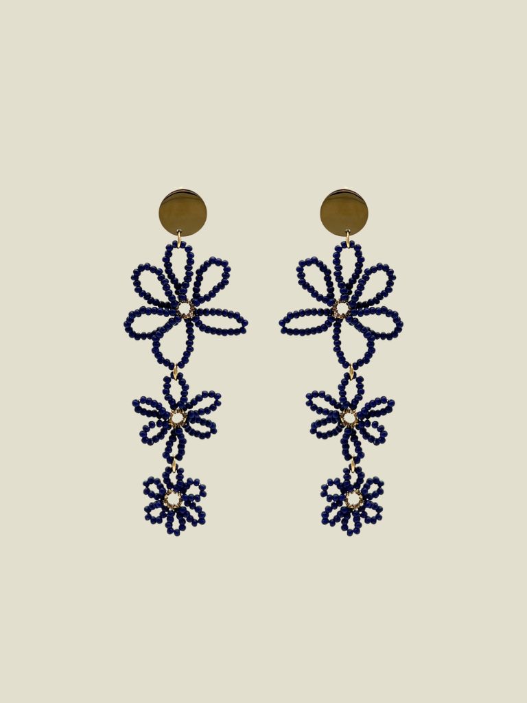Funky Earrings (Set) Blue Flowers