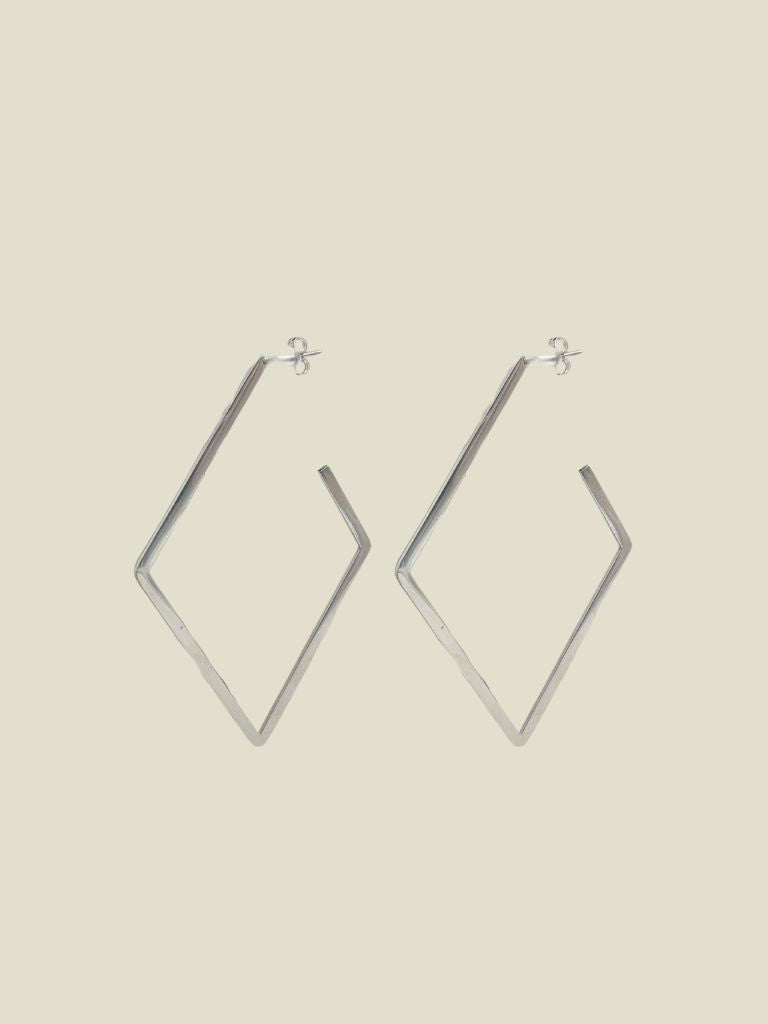 Funky Earrings (Set) Diamond Hoops Silver