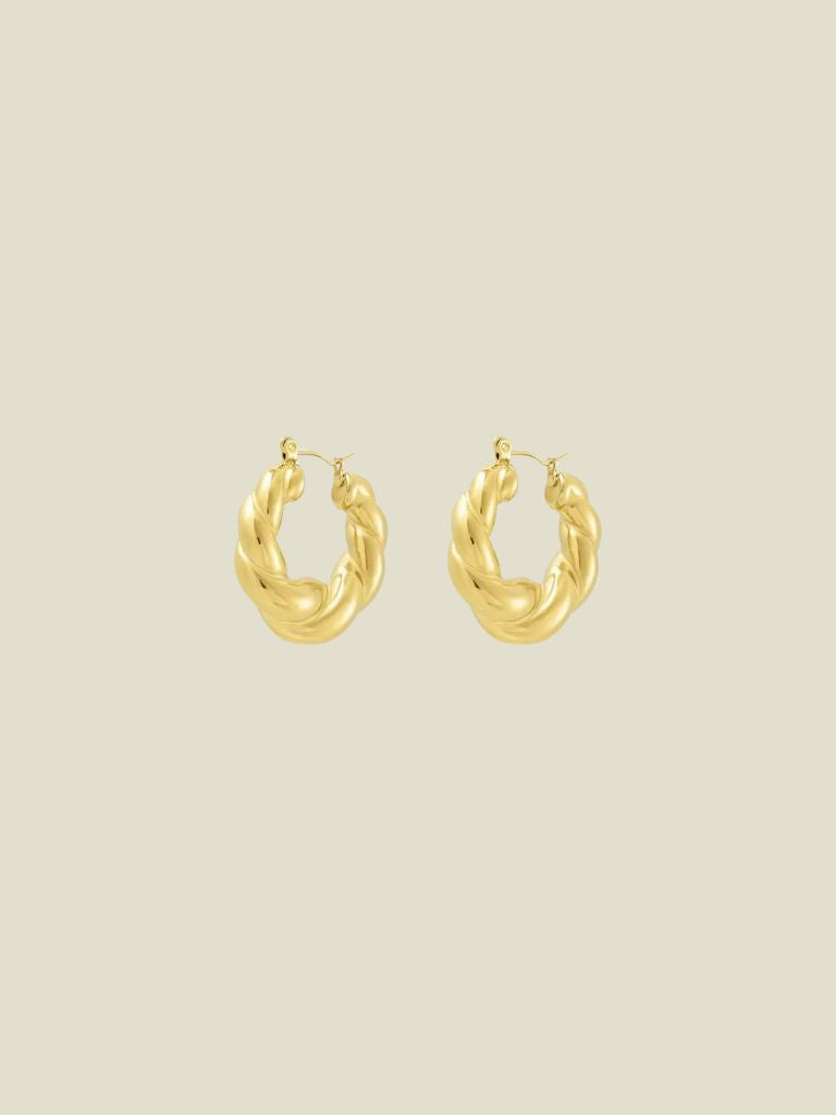 Funky Earrings (Set) Hoops Twisted Gold