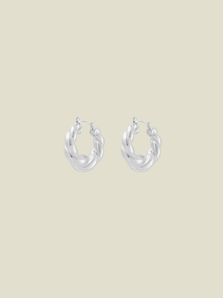 Funky Earrings (Set) Hoops Twisted Silver