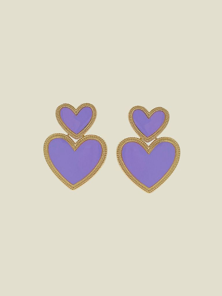 Funky Earrings (Set) Lilac Hearts