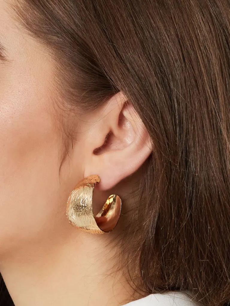 Funky Earrings (Set) Patterned Hoops Gold