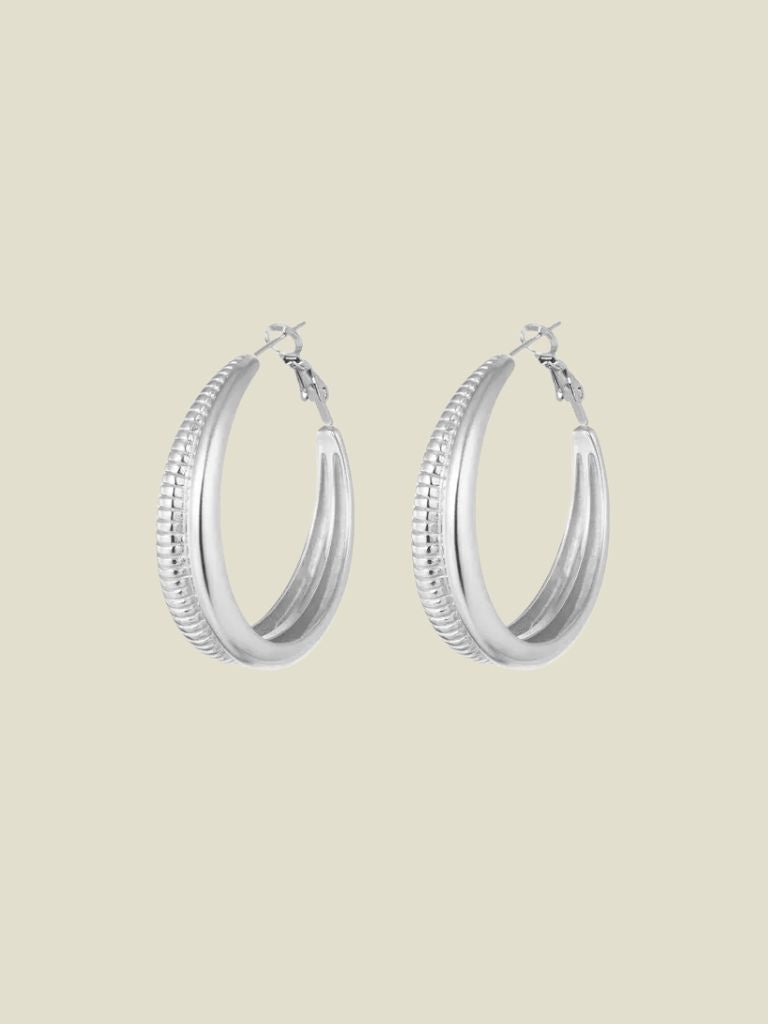 Funky Earrings (Set) Printed Hoops Silver