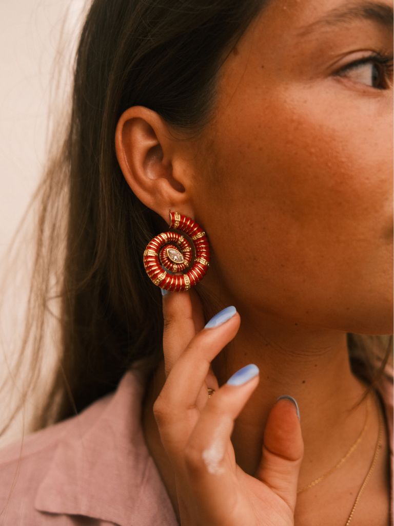 Funky Earrings (Set) Red Shells