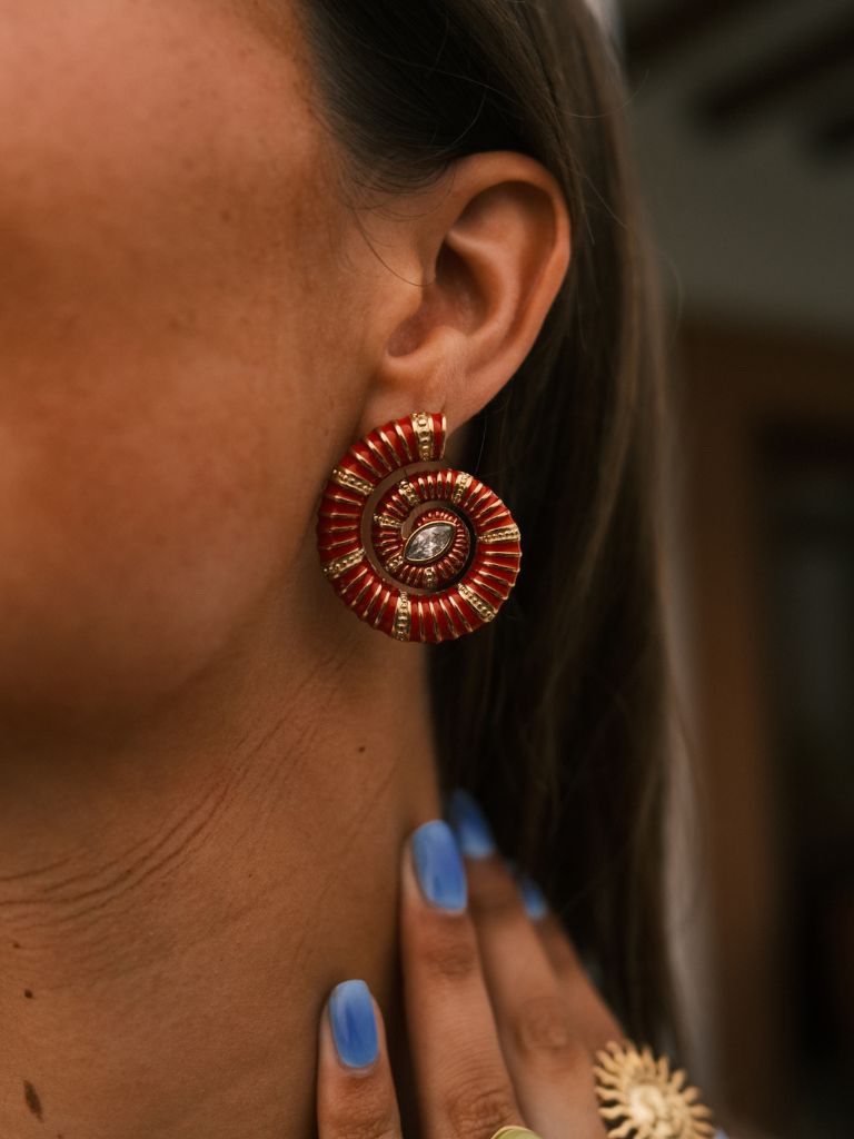 Funky Earrings (Set) Red Shells