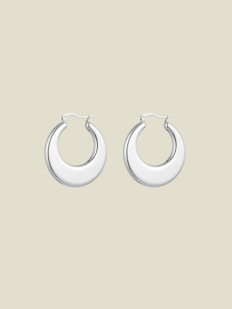 Funky Earrings (Set) Round Classic Hoops Silver
