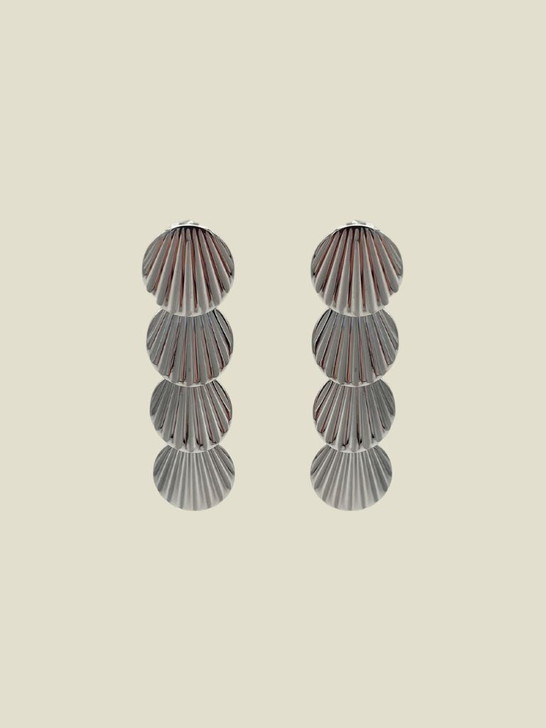 Funky Earrings (Set) Shell Circles Silver
