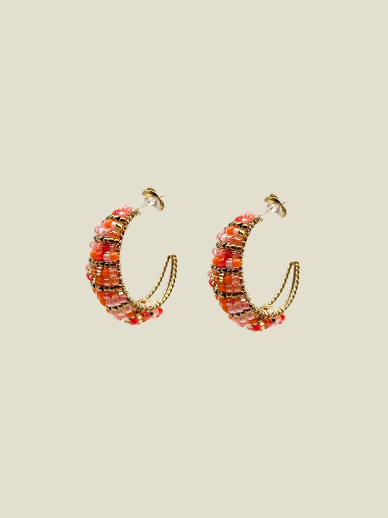 Funky Earrings (Set) Small Hoops Colour Beads