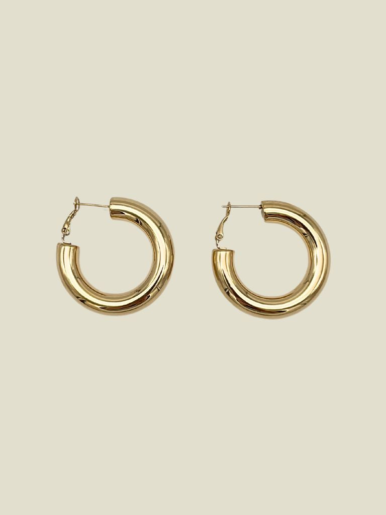 Funky Earrings (Set) Small Thick Hoops Gold