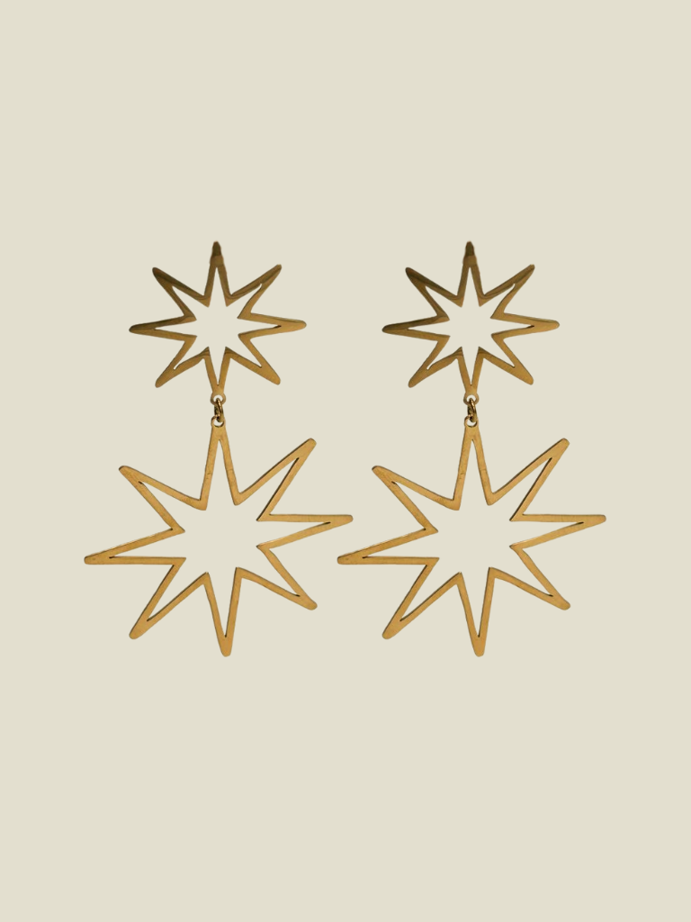 Funky Earrings (Set) Two Stars Gold