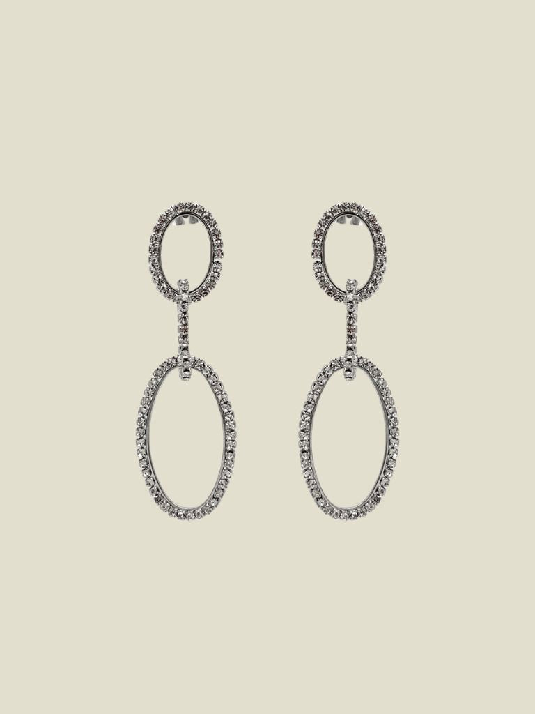 Funky Earrings (Set) Zircon Circles Silver