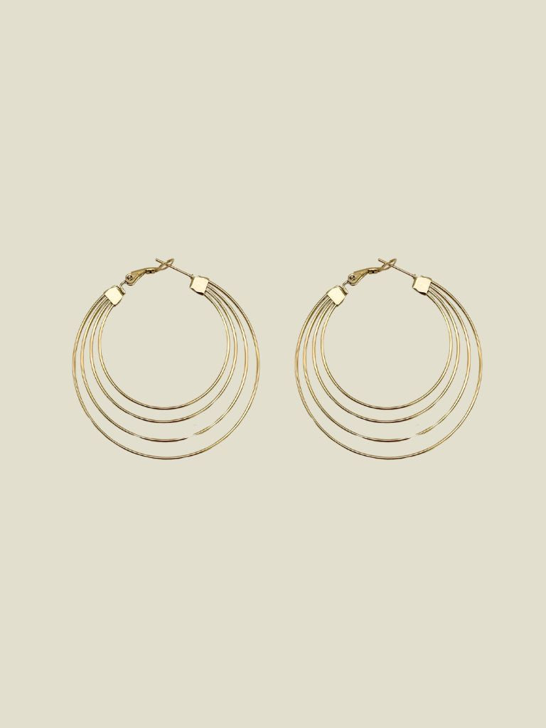 Funky Earrings (set) 4 Round Hoops Gold