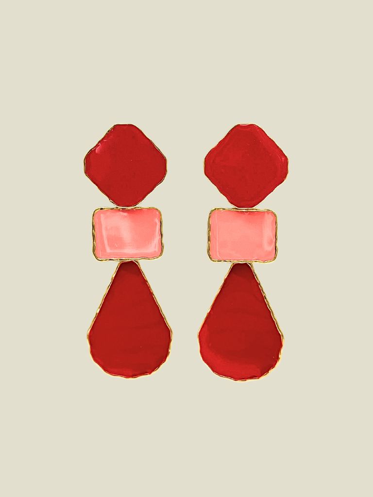 Funky Earrings (set) Figures Red Pink