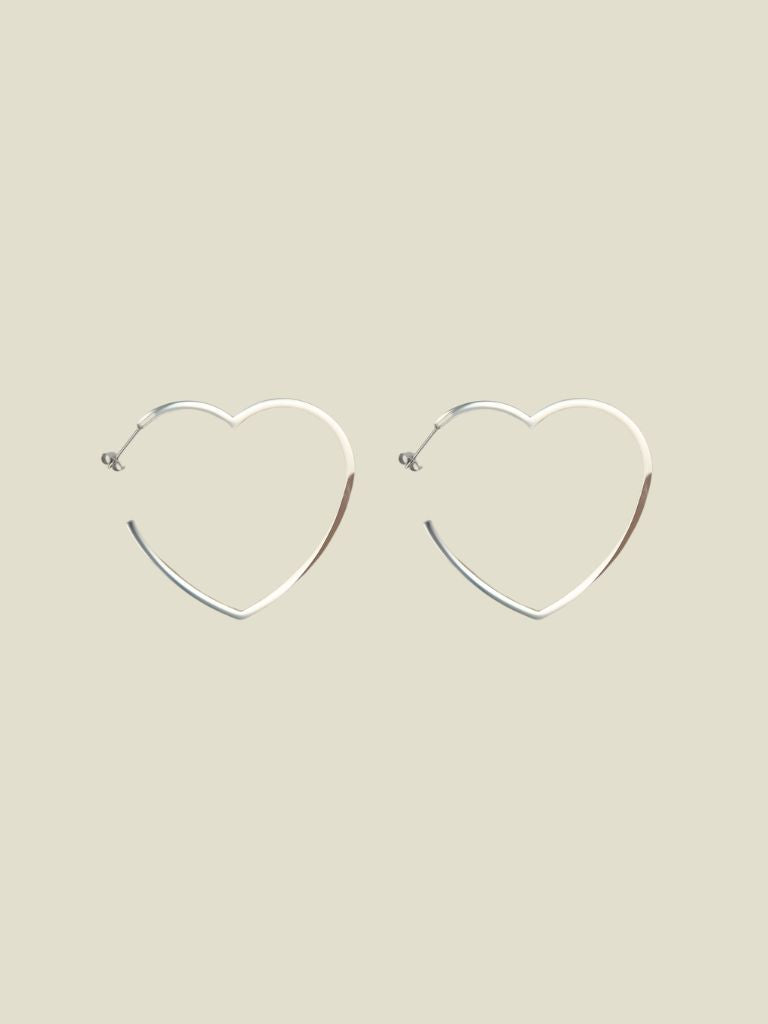 Funky Earrings (Set) Silver Heart