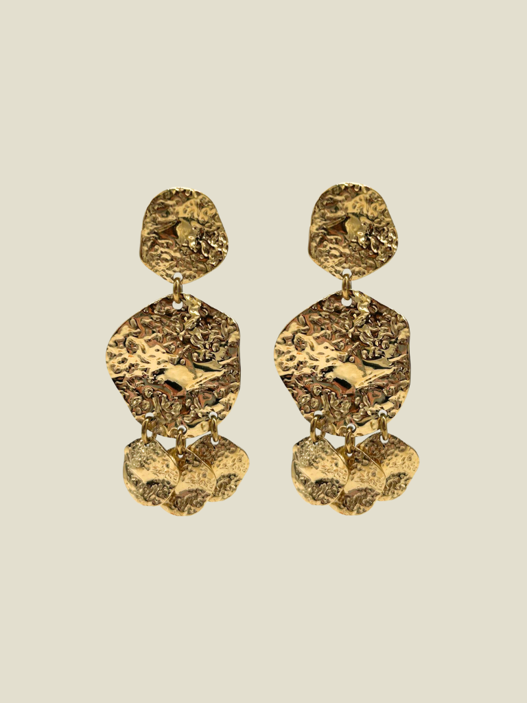 Funky Earrings (Set) Stamped Rounds Gold