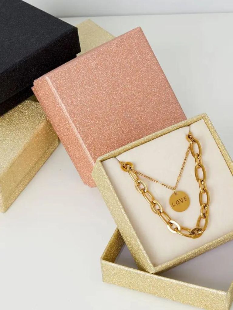 Gift Box Jewellery Glitter Gold