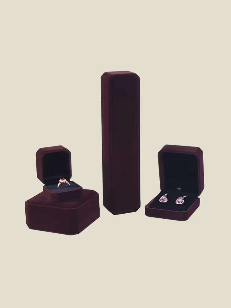 Jewelry Box Velvet Square Brown
