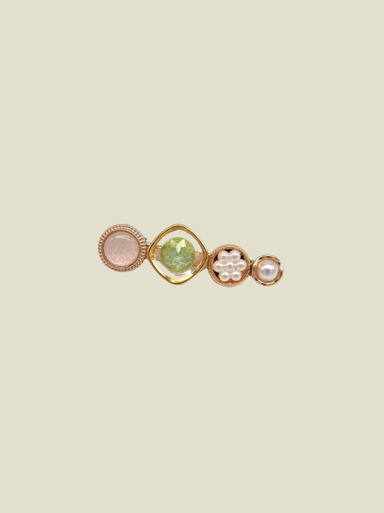Hair Pin Pearly Four Stones