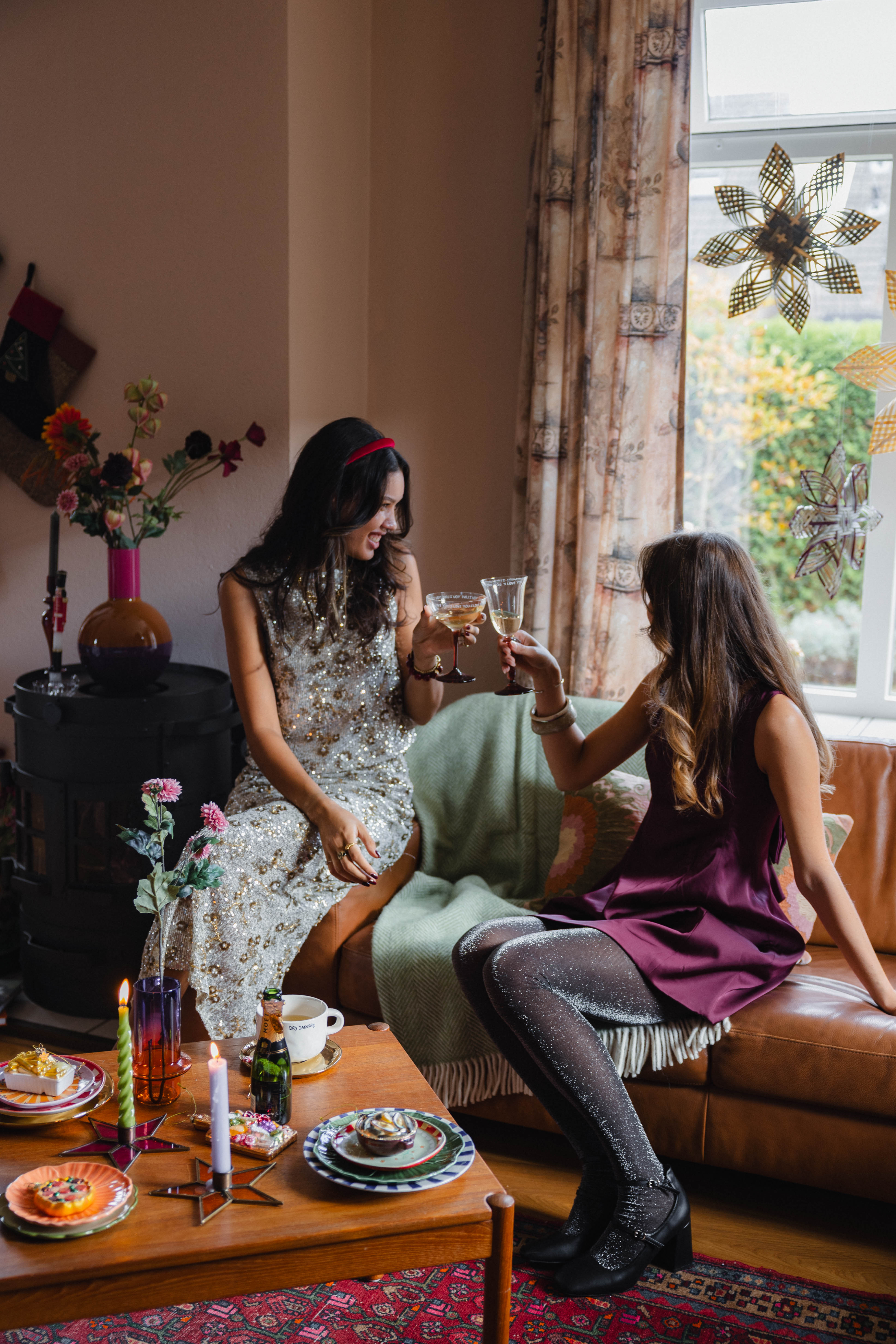 Candle Stand Glass Star Pink